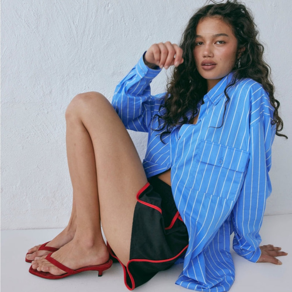 June Shirt Cornflower Stripe VRG GRL